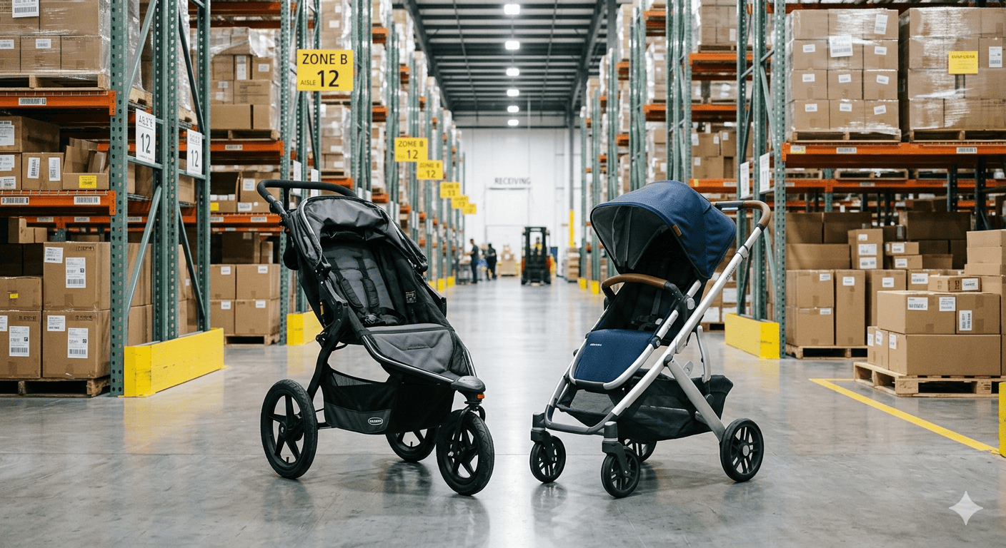 Matching strollers to target markets Map with pins showing different customer types in urban and suburban areas