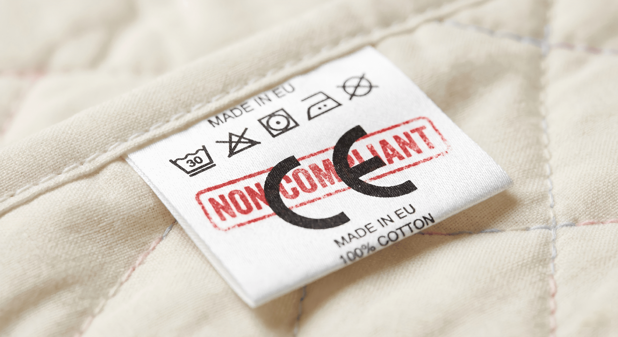 CE mark being crossed out next to an Australian customs logo