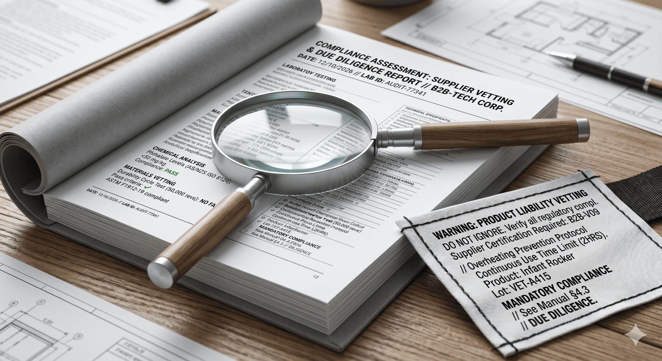 a magnifying glass looking closely at a supplier contract